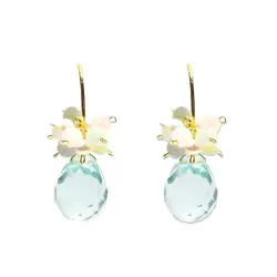 Lii Ji Multi Color Beryl Freshwater Pearl Aquamarine Crystal Drop Beads 925 Sterling Silver Gold Plated Hook Handmade Earrings