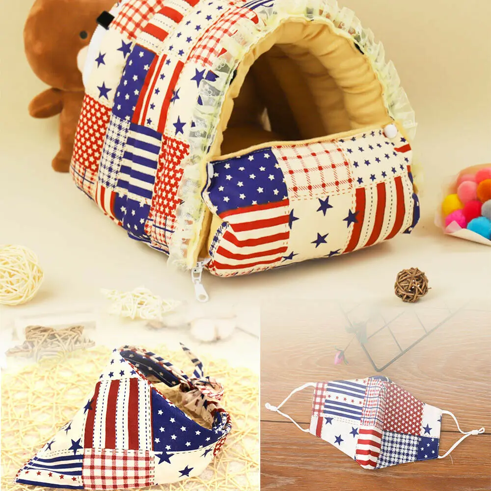 Picture 5: 7Pcs/set Stars Stripe Printed American Flag Style 100% Cotton Twill Fabric Square Patchwork Home Textile Cloth Group Diy Sewing