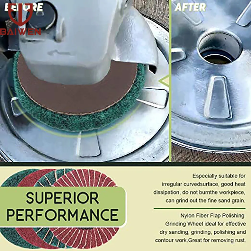 5 zoll Flache Nylon Faser Polieren Rad Klappe Nicht-woven Schleifen Disc 320 Grit Für Winkel Grinder Metall Polieren polieren