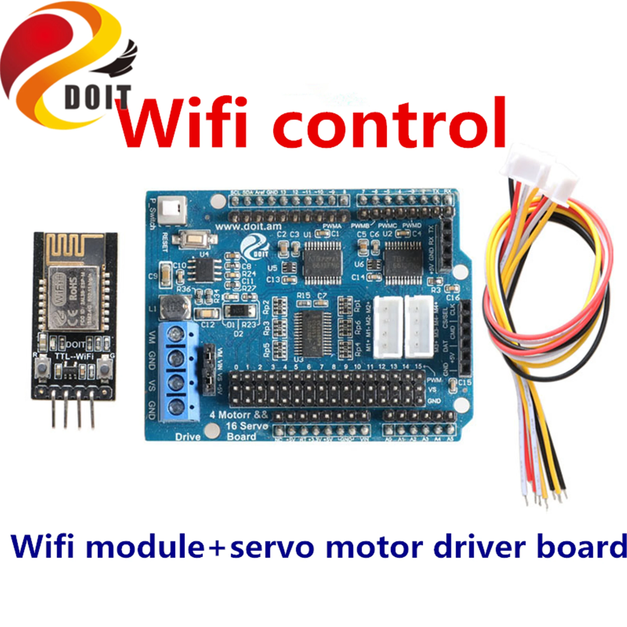 SZDOIT Wifi/Bluetooth/Handle Control Kit 2/4-channel DC Motor & 16-channel Servo Drive Board for RC Robot Parts for Arduino