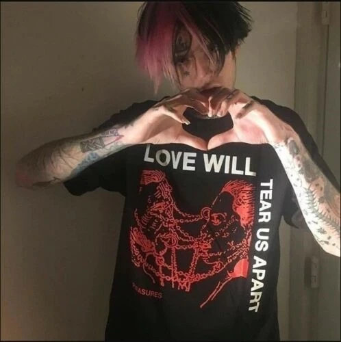 Love Will Tear Us Apart Graphic T Shirt Men Male Hip Hop O Neck Cotton T-Shirt Tumblr Fashion Grunge Hipsters Punk Style Top