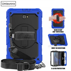 360 Rotating Case for Samsung Galaxy Tab A6 10.1 2016 T580 T585 SM-T580 SM-T585 Kids Shockproof Tablet Cover + Shoulder Strap