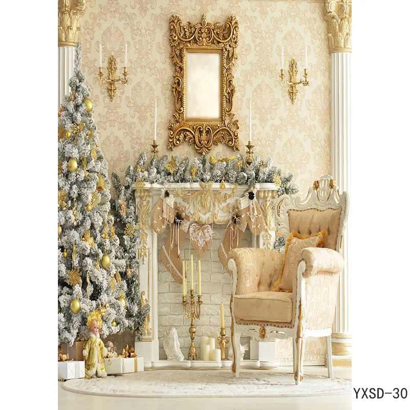 SHENGYONGBAO – arrière-plan pour photographie de noël, thème d'intérieur, arbre de noël, cheminée, arrière-plan pour photos d'enfants, 21712 YXSD-11