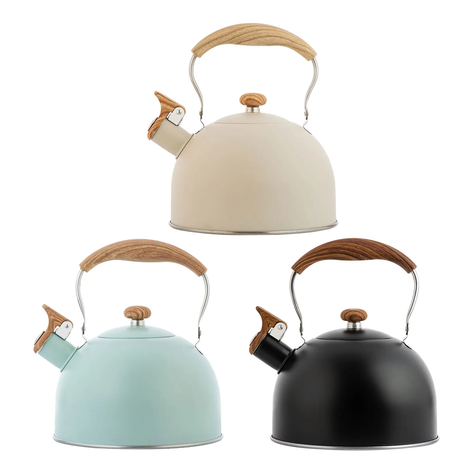 2.5L Stainless Steel Whistling Tea Kettle Food Grade Tea Pot for Make Tea Boil Water Compatible with Gas Stoves Induction Cooker