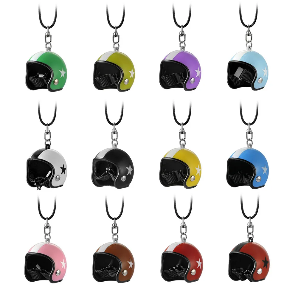 Cute Car Pendant Helmet Rearview Mirror Hanging Cartoon Automobile Interior Decoration Ornament Accessories Car Pendant