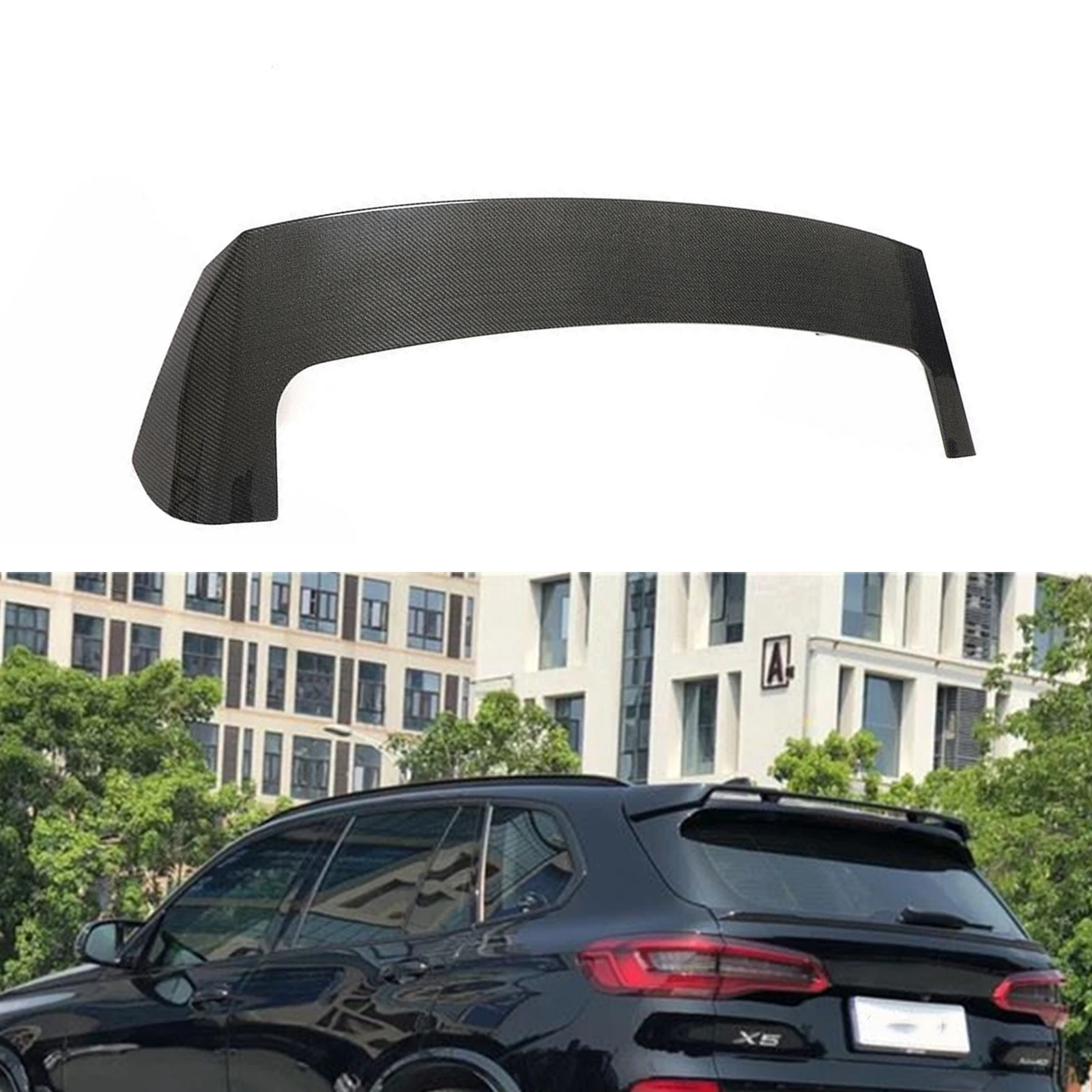 

For BMW X5 G05 2019-2023 Rear Roof Spoiler Wing Gloss Black/Carbon Fiber Look ABS Tail Gate Window Trunk Lid Upper Splitter Lip