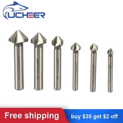 UCHEER 6 sizes set  90 Degree HSS Chamfer Cutter 6.3-20.5mm 3 Flute Chamfer Drill Bit Set Countersink Drill Bit