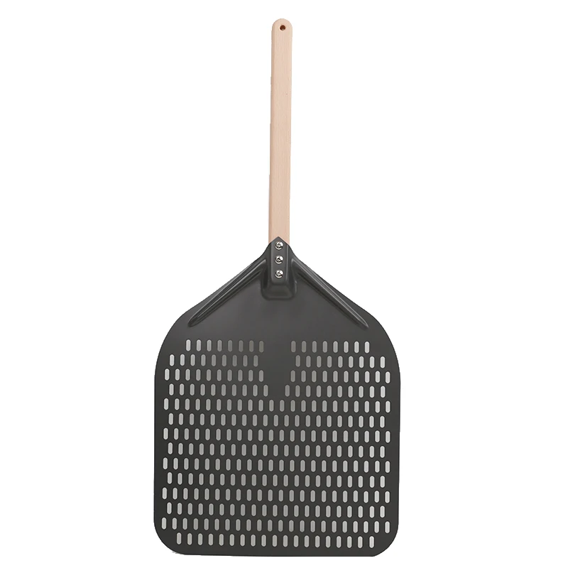 12 14 pollici Big Pizza Peel pala spatola Pizza nera tornitura dura anodizzata manico corto Square Pizza Turner antiaderente per forno