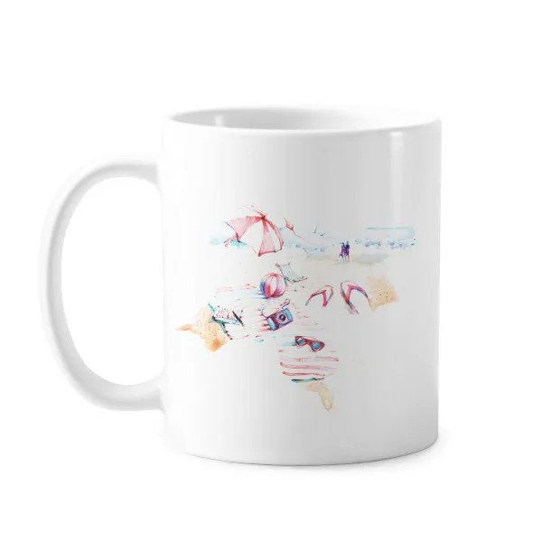 

Beach Sea Bumbersull Watercolor Painting Classic Mug White Pottery Ceramic Cup Gift Milk Coffee With Handles 350 ml