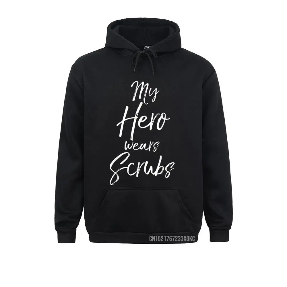 Nursing Gift For Husbands Of Nurses My Hero Wears Scrubs 3D Style Sweatshirts For Men Winter/Fall Hoodies Design On Sale