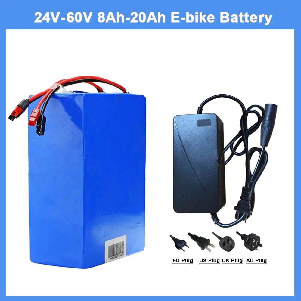 EU US RU No Tax 1000W 24V36V48V eBike Battery 50A BMS Lithium Battery With Charger Electric Bicycle Battery Ebike E scooter