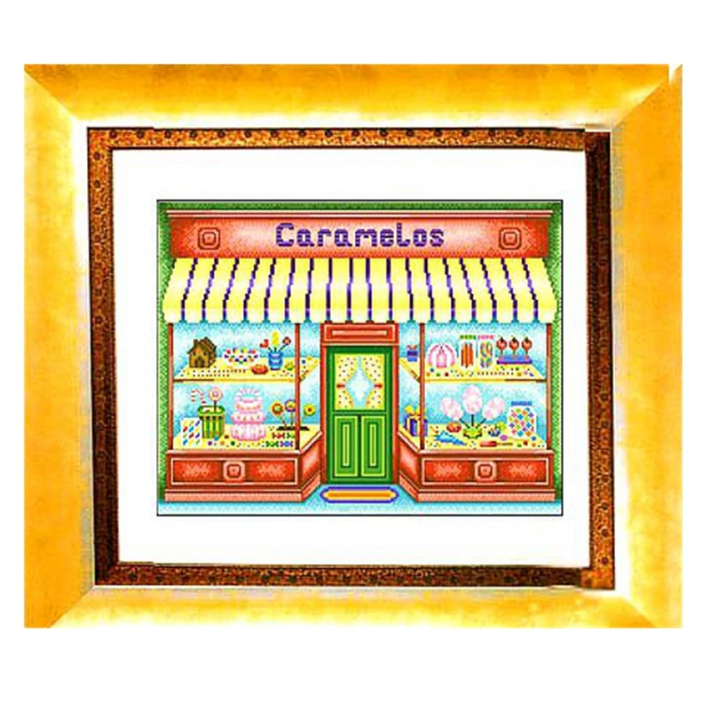 New best-selling magazine Home Decor Photo Candy Shop Cross stitch Print Kit 11CT14CT18CTDIY Handmade Embroidery Kit