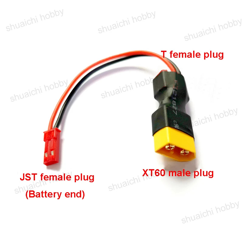 Modelo de barco de juguete XT60/XT90/T, adaptador de enchufe macho a hembra con conector JST, Cable de fuente de alimentación de cardán para Avión RC, 2 piezas