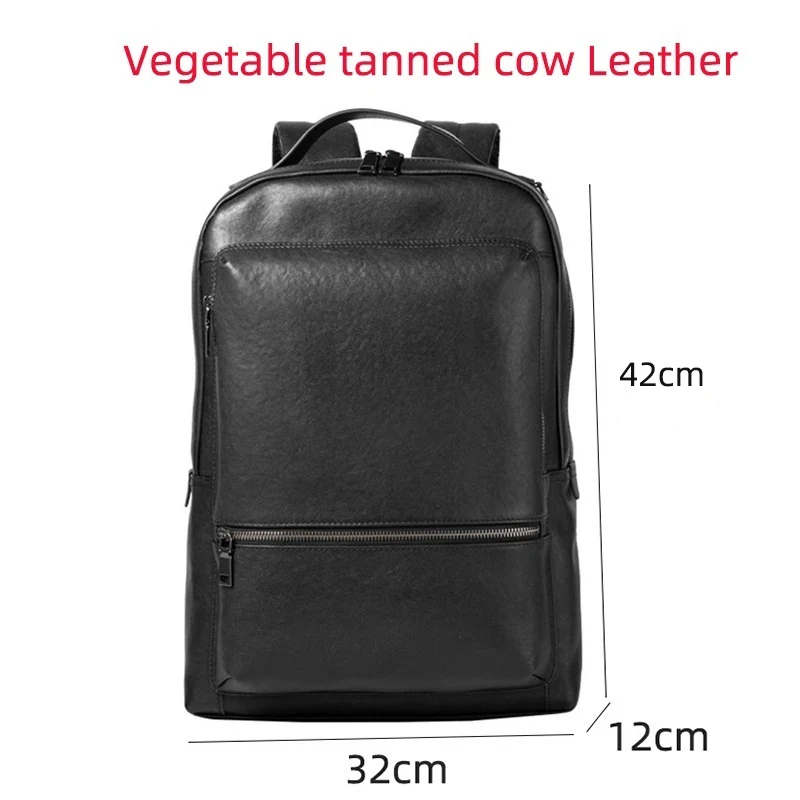 15.6 inch Laptop Backpack Men Genuine Leather Travel Bag Large Shoolbag For Boys Vegetable Tanned Leather Male Bag Mochila