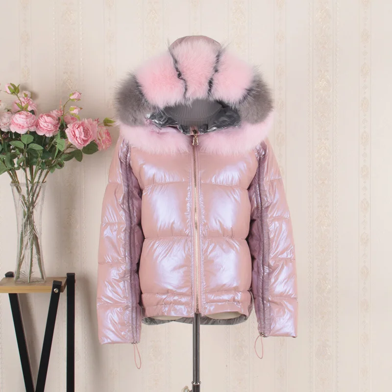 

Thick Warm White Duck Down Jacket Women Clothes 2020 Slim Pink Coat Female Jacket Fox Fur Collar Tops Abrigo Mujer 190730