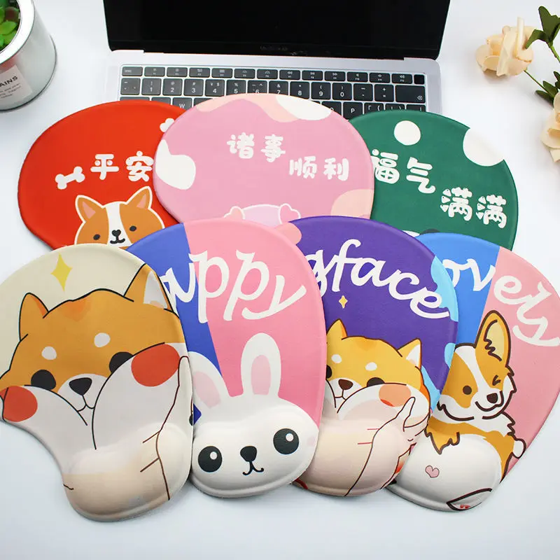 Kawaii Anime Mouse Pad with Wrist Support Anti Slip Silicone Hand Rest 3D Cartoon Cute Mice Mat for PC Computer Laptop Gaming