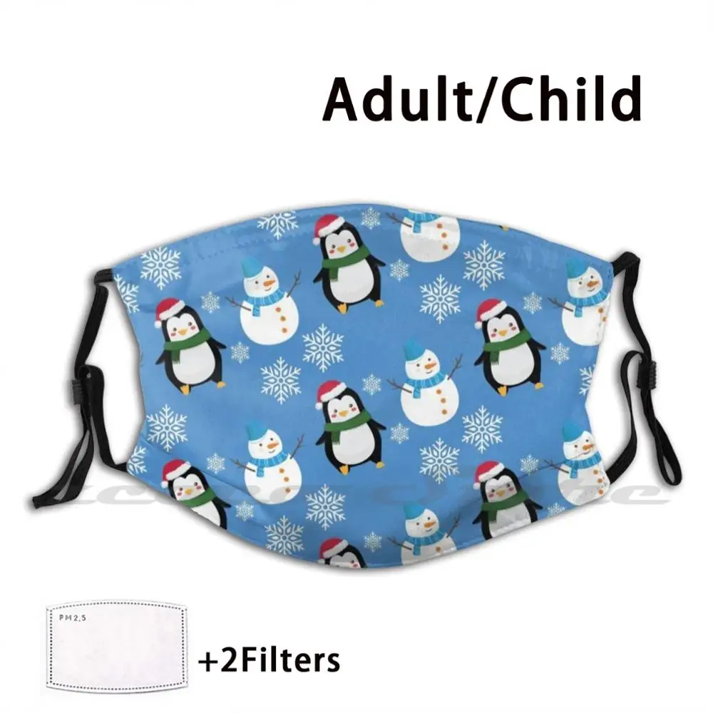 Pinguim natal padrão máscara adulto criança lavável pm2.5 filtro logotipo criatividade pingu dos desenhos animados pop bonito crianças engraçado