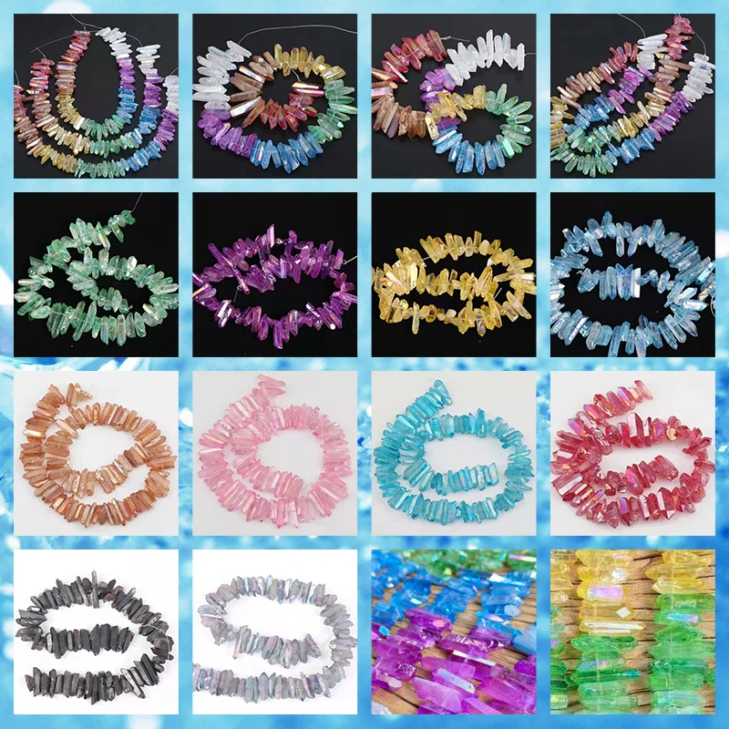 Approx 63PCS/Strand,Gradient Color Natural Quartz Crystal Graduated Stick Point Loose Spacer Beads Jewelry For Pendant Making