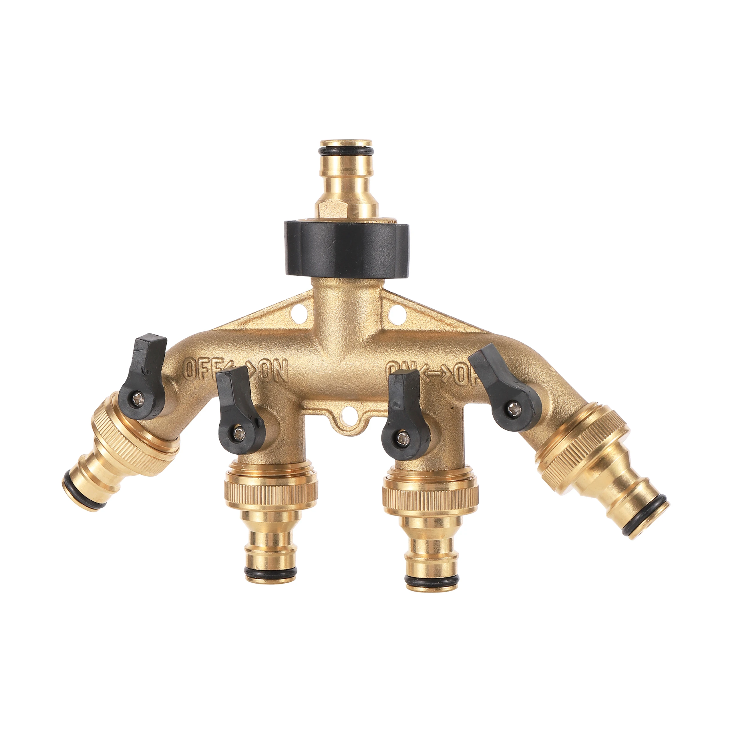 

4-Way Control Faucet Diverter 3/4" Brass Shunt Valve Tap Water Distributor Garden Irrigation Hose Splitter Water Supply Adapter