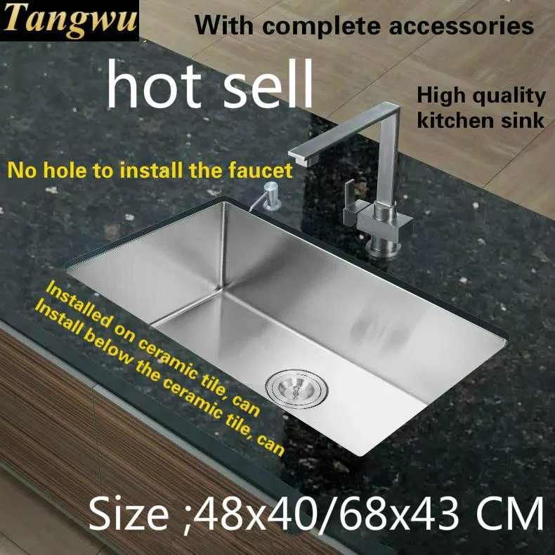 

Tangwu High-grade food grade 304 stainless steel 1.2 MM kitchen sink handmade small single slot 48X40/68X43X20 CM