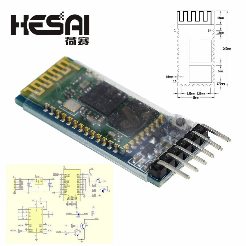 HC05-HC-05 maestro-esclavo de 6 pines, JY-MCU Anti-retroceso, módulo de paso de serie Bluetooth integrado, serie inalámbrica
