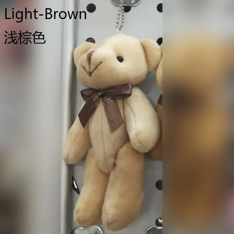 Poupée ours mignon 13CM, pendentif de téléphone portable, matériel de Bouquet de dessin animé, robe de mariage, jouet en peluche, animaux en peluche