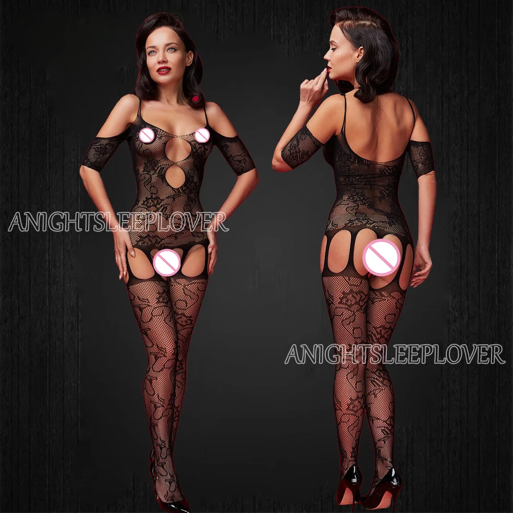 Sexy Underwear Bodystocking Open Crotch Catsuit Bodysuit Transparent Fetish Porno Sexi Women Crochless Erotic Baby Doll