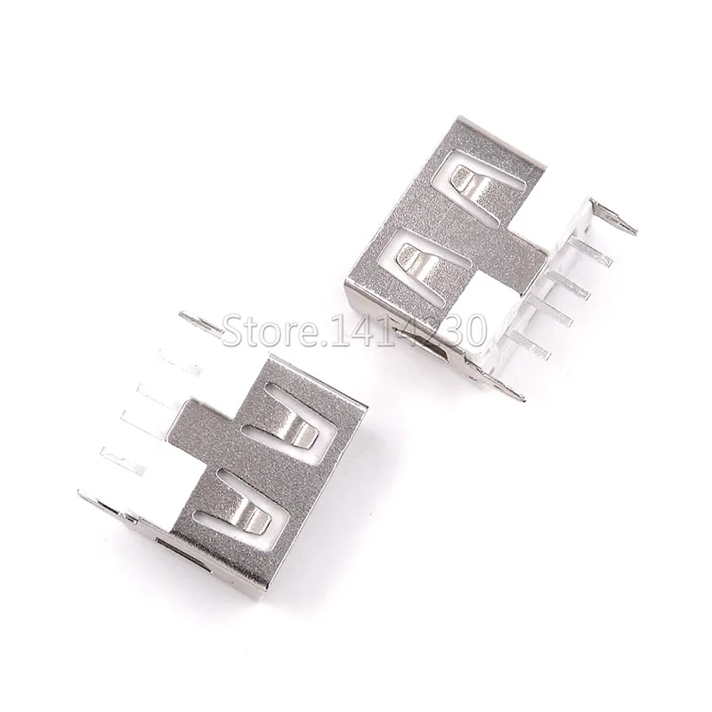 10Pcs USB Type A Female Socket AF10.0mm USB 180 Degree Vertical AF 4PINS rimless White