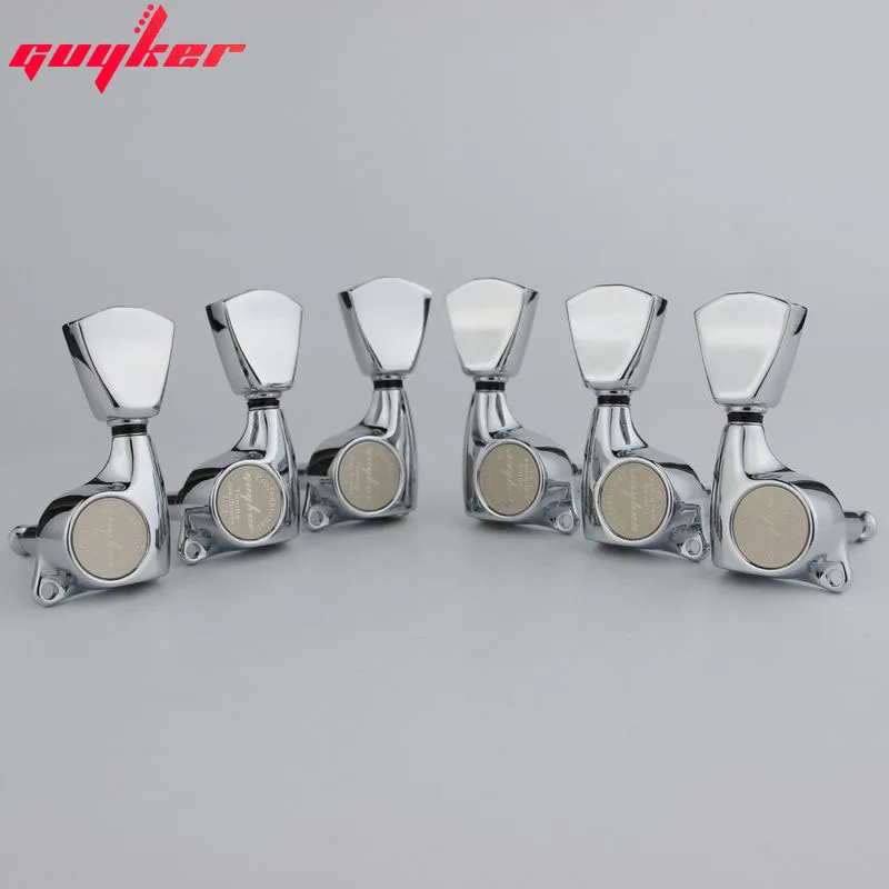 Guyker 3R3L Guitar Machine Heads 1:21 Sealed Tuning Key Pegs Tuners Trapezium Button Set for LP SG Electric Guitars