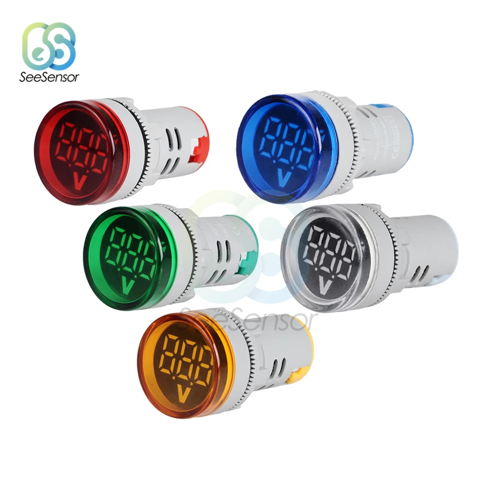 Mini Digital Voltmeter 22mm Round Panel DC 6-100V Volt Voltage Tester Meter Monitor Power LED Indicator Pilot Lamp Light Display