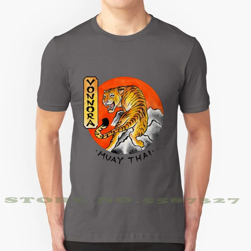 Vonnora Muay Thai - Tiger Logo ( Dark ) 100% Cotton T-Shirt Muay Thai Thai Boxing Fighting Kickboxing