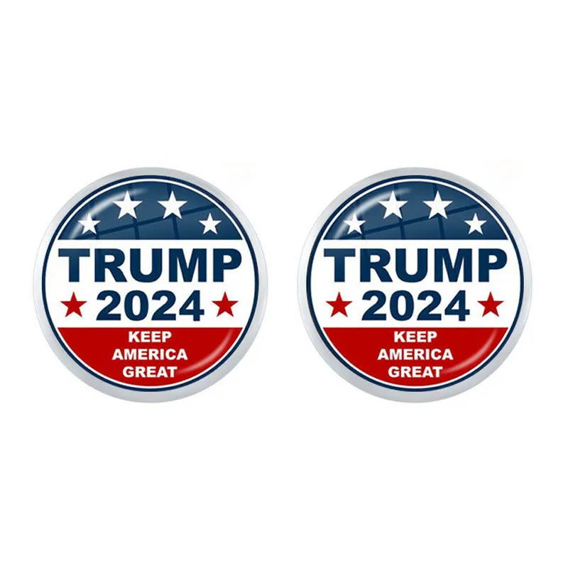 Trump 2024 Keep America Great Glass Cabochon Stud Earrings Donald Trump for President USA Creative Print Earring