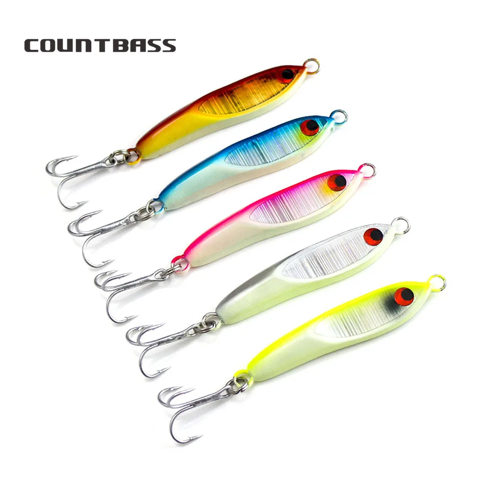 COUNTBASS Jigging Lures 5PCS 16g 0.56oz , Luminous Belly, Micro Metal Fishing Jigs Sea Bass Game, Small size Fish Lure