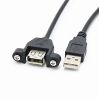 USB 2.0 A type Male to Female M/F extension cable w/ screws for Cord Panel Mount 0.3m 0.5m 1.0m 1.5m 3m