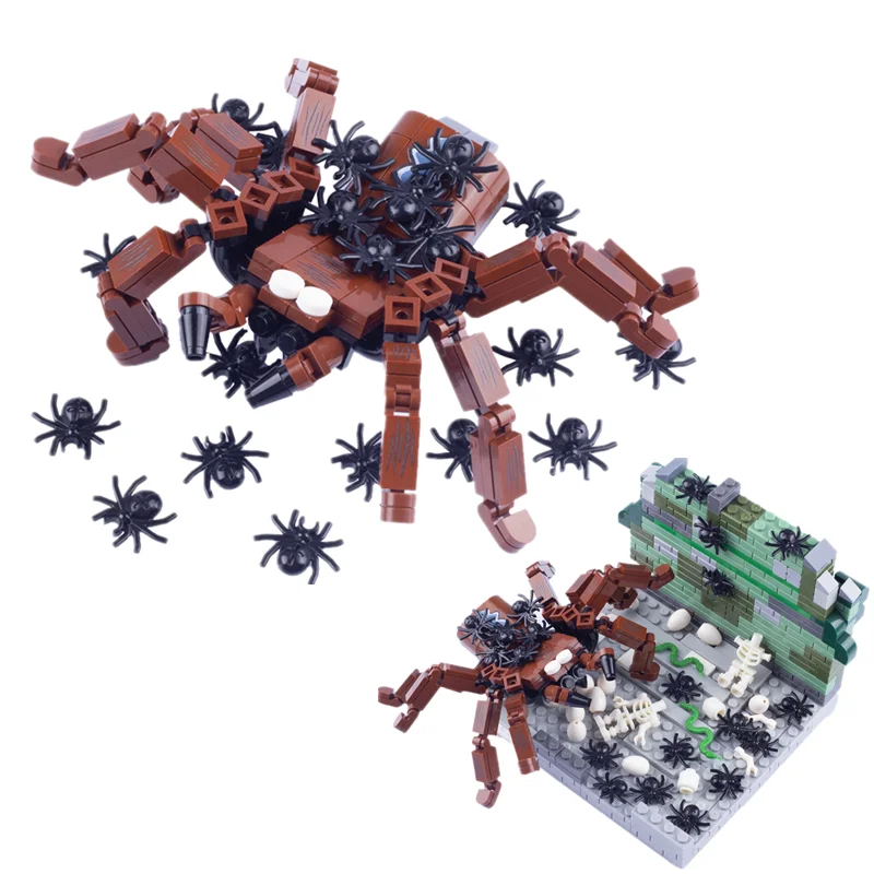 MOC Animal Spider Building Block Spiders Mystery Nest Skull Halloween Accessories Personality Creative Children\'s Toys Gift D231