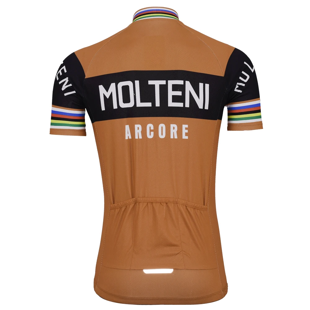 NEW 4 Style Black/Orange MOLTENI Cycling Jersey Top Short Sleeve Road Retro Bicycle Clothing MTB Bike Wear FULL ZIP