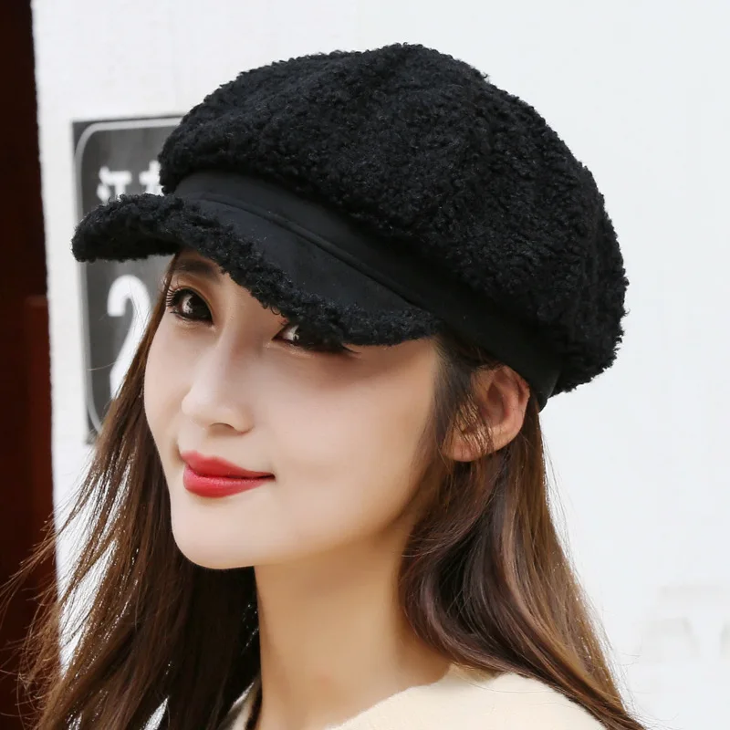 Fashion Cute Women Warm Berets For Women Outdoor Autumn Winter Casual Lady Octagonal Retro Cap Hat