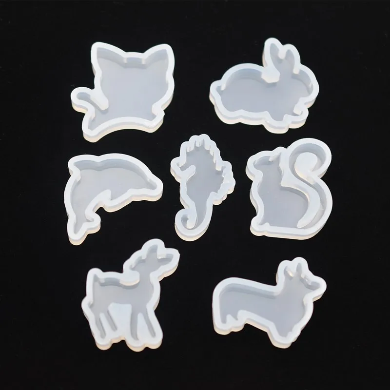 SNASAN Silicone Mold For Jewelry Lovely Animal Cat Rabbit Deer Dolphin Resin Silicone Mould Handmade Tool DIY Epoxy Resin Molds