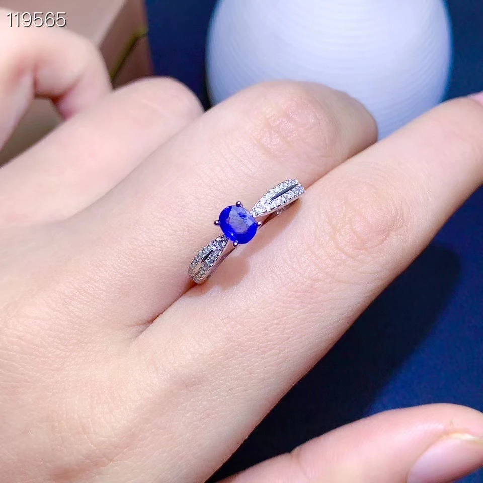 

KJJEAXCMY fine jewelry S925 sterling silver inlaid natural sapphire new girl gemstone ring support test