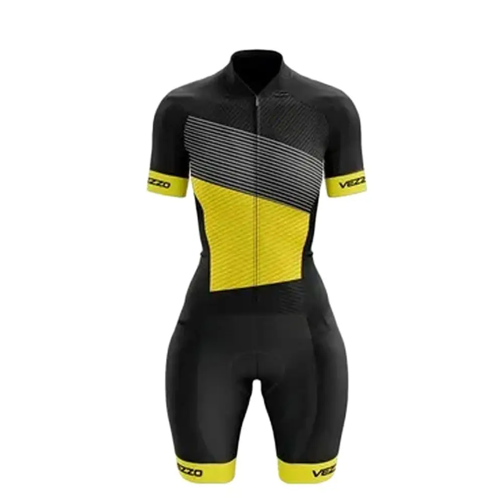 Vezzo Women's Cycling Clothing With Gel Short Jumpsuit Ironman Triathlon Female Cycling Monkey Suit Mountain Bike Outdoor Sports