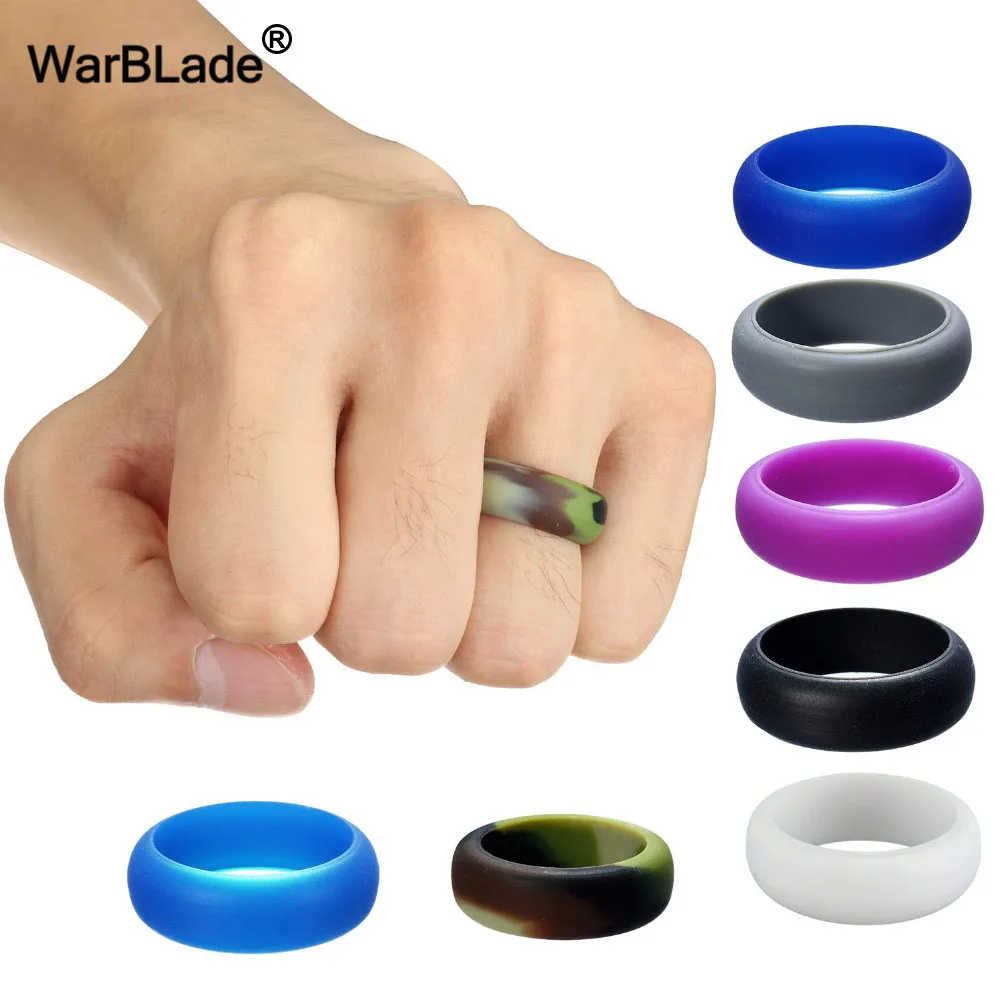 WarBLade Men 8mm Silicone Rings Hypoallergenic Flexible Sports Antibacterial Wedding Rubber Bands Women Silicone Finger Ring