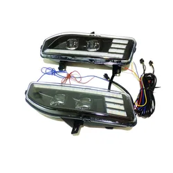 July King LED Fog Lamp for Nissan X-trai Rogue Sylphy Kicks Qashqai 2018-2021 etc, DRL+Yellow Turn Signals + Ice Blue Night DRL