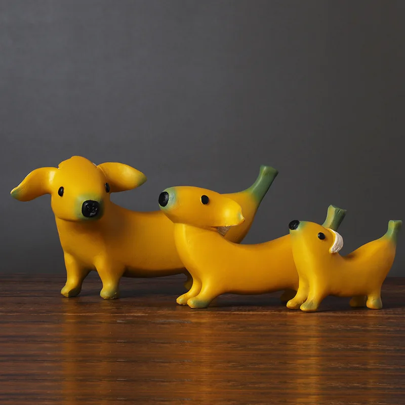 

New Resin Crafts Banana Dog Luxury Resin Cartoon Animal Statue Crafts Living Room Bookcase Children's Room Banana Dog Decoration