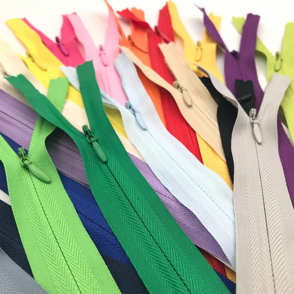 10pcs 3# 9 inch/12 inch/14 inch/18 inch/20 inch/22inch Invisible Zippers DIY Sewing Zippers for Tailor Garment Handcraft 25Color