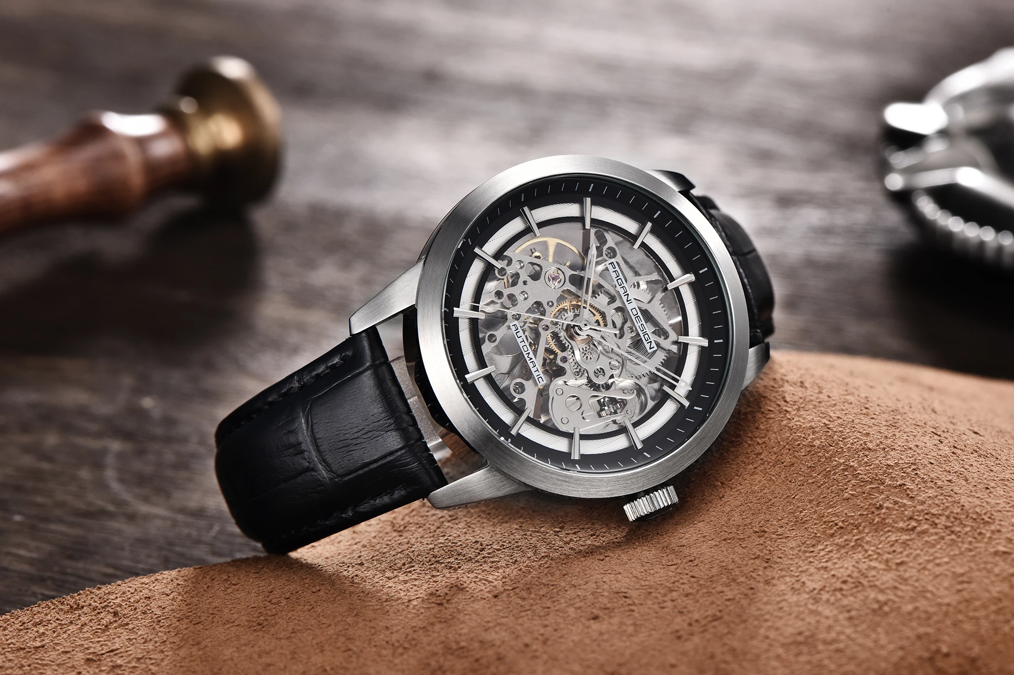 2022Pagani Design Skeleton Hohl Leder Männer Uhr Luxus Edelstahl Maschine Männlichen Uhr Männer Wasserdichte Uhr Relogio Masculi