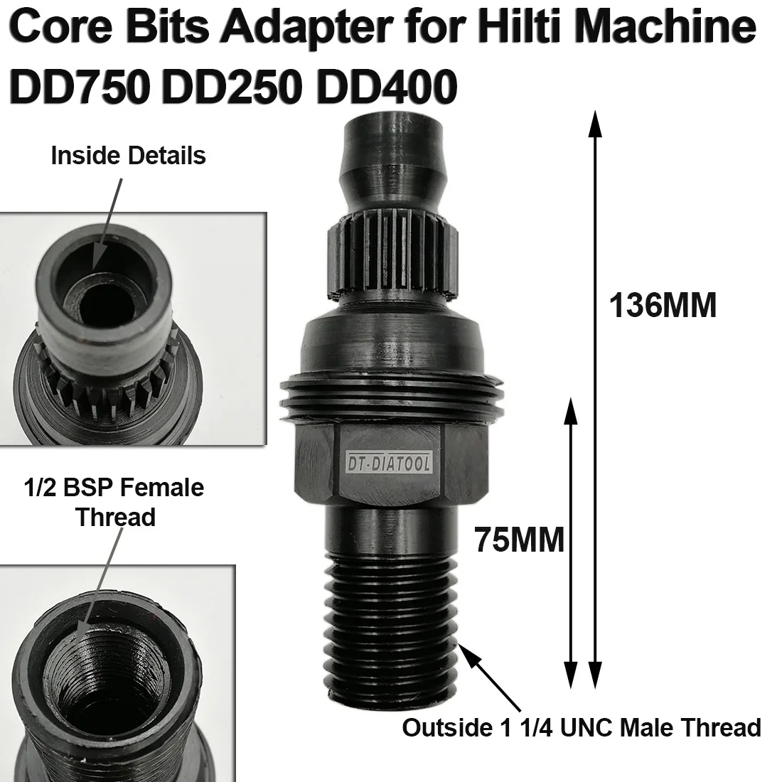 DT-DIATOOL 1piece DIAMOND CORE DRILL DD-BU ADAPTER for connection HILTI Hole Saw Machine DD750 DD250 DD400