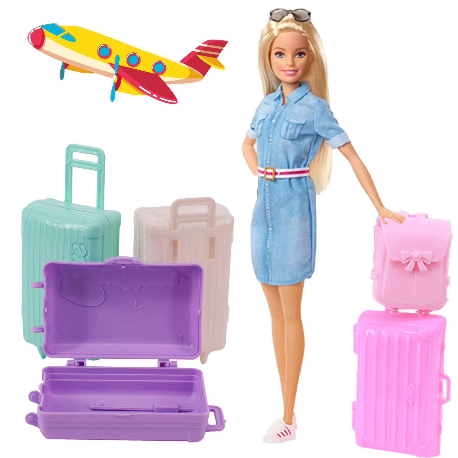 Valise de voyage réglable de grande capacité pour filles, valise de coffre, bagages pour Barbies, accessoires scolaires BJD Butter, mini cadeau,