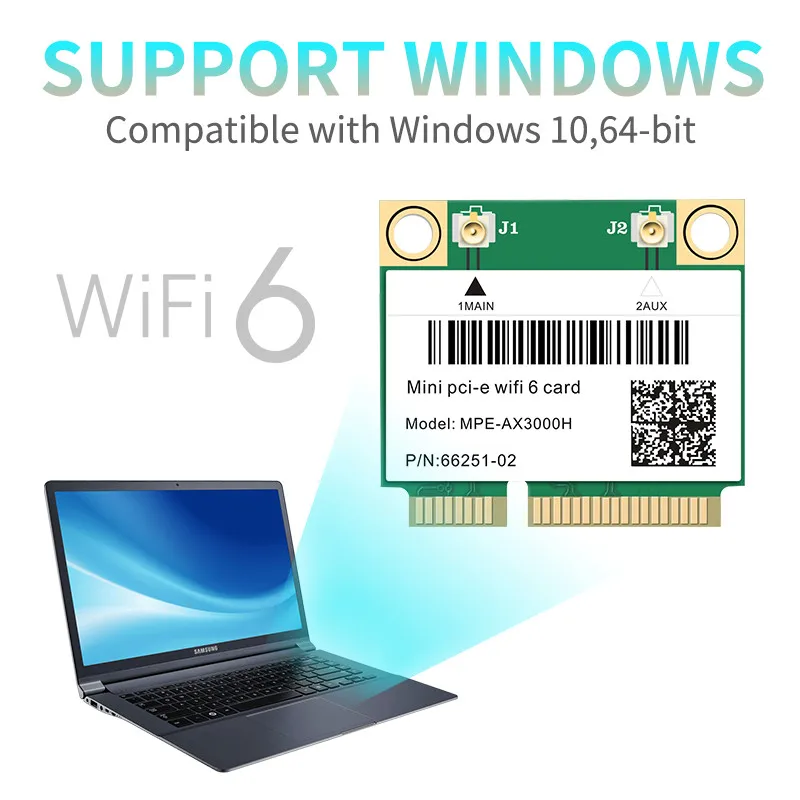 Wi-Fi 6 двухдиапазонный 3000 Мбит/с MPE-AX3000H беспроводной Half Mini PCI-E Wi-Fi Карта Bluetooth 5,0 1/802 AX/ac 2,4 ГГц 5 ГГц адаптер для ноутбука