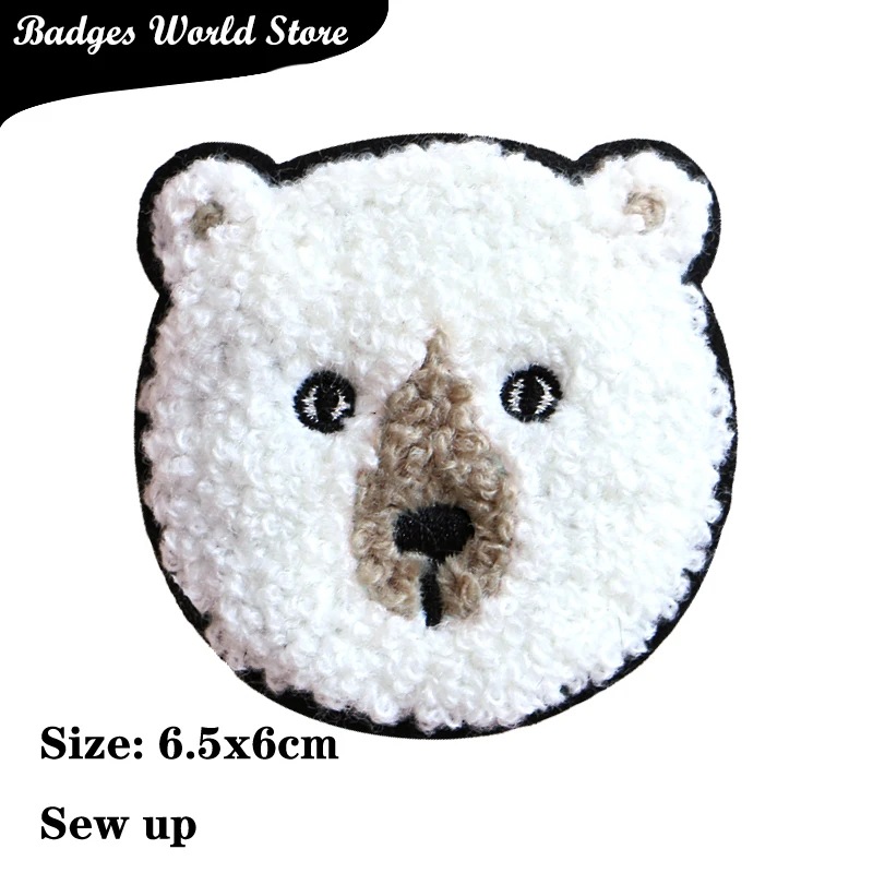 Cute Bear Panda Cat Chenille Icon Towel Embroidered Iron on Patches DIY Stripes Clothes Patchwork Sticker Badges on the Backpack