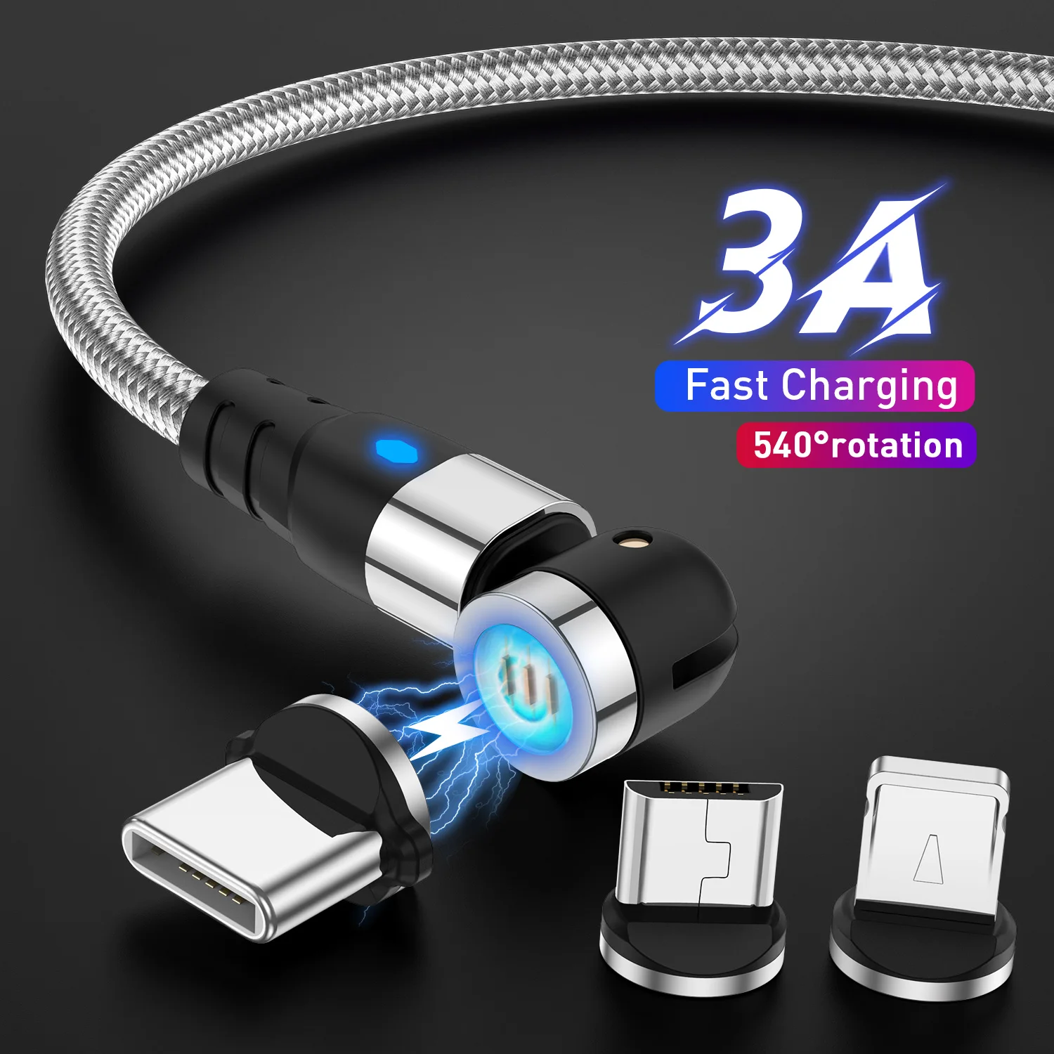 

Lovebay Rotate Magnetic Cable For iPhone 13 Pro Max 12 Fast Charging 3A Type C Cable Xiao Micro USB Universal Charger Data Cord